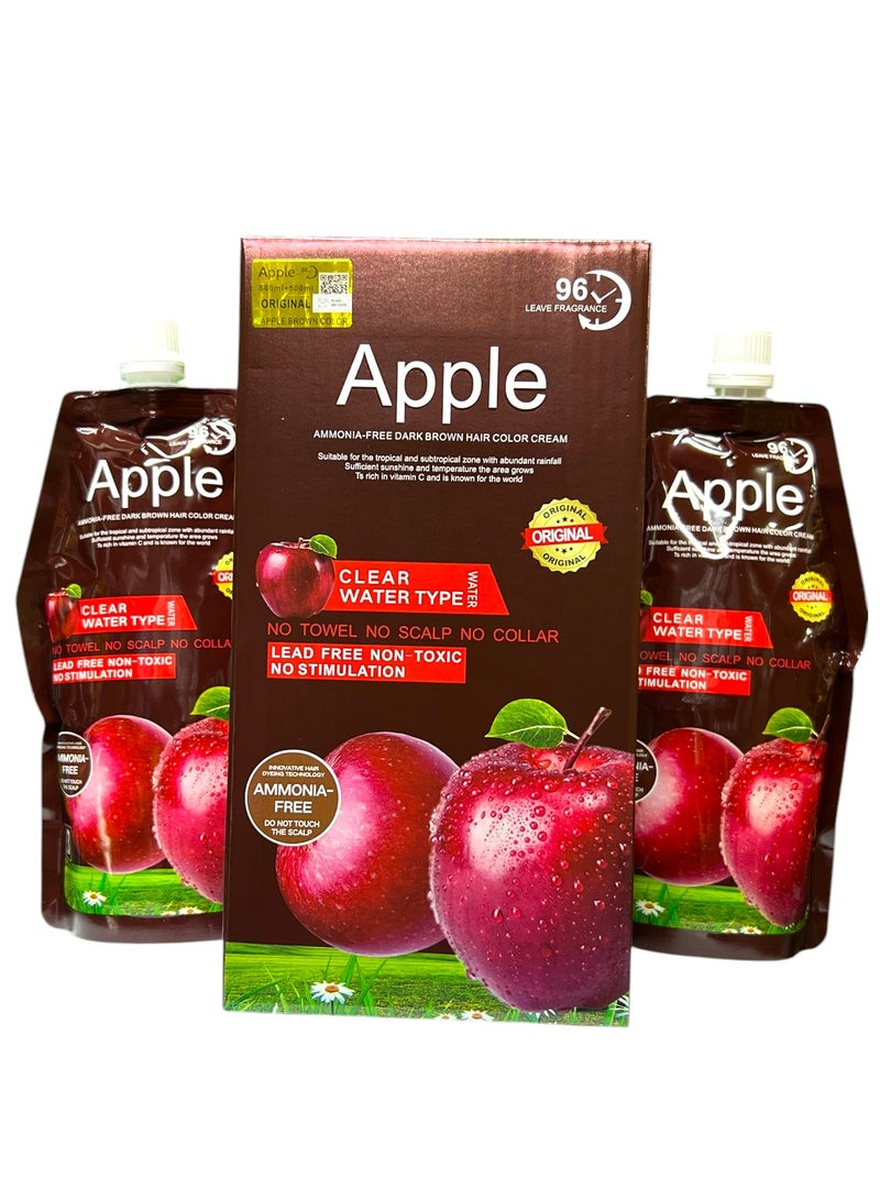 Apple Blossom Naturals Ammonia-Free Natural Dark Brown Hair Color Cream 1000ml - Image 1