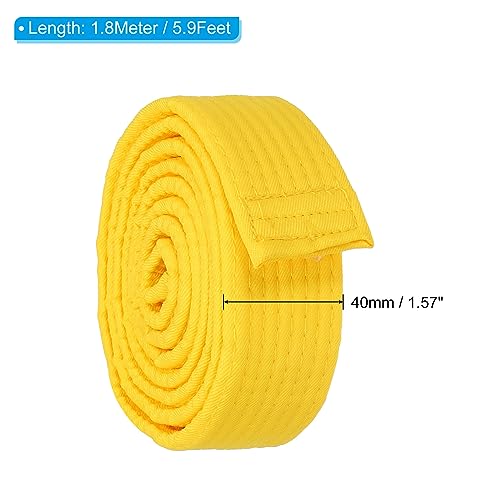 PATIKIL Taekwondo Colored Ranking Belt 1.5" x5.9Ft 1.8m, Polyester Martial Arts Judo Karate Belt for Coach Teaching Practice, Yellow - Image 2