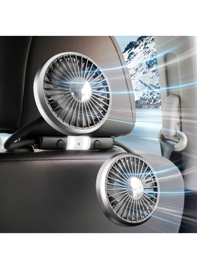 العربية: مروحة سيارة مزدوجة الرأس بخرطوم مرن – قابلة للدوران 360°، بثلاث سرعات، واجهة USB، ذراع مرن لتبريد المقعد الخلفي، متوافقة مع السيارات والكمبيوتر المحمول - Image 4