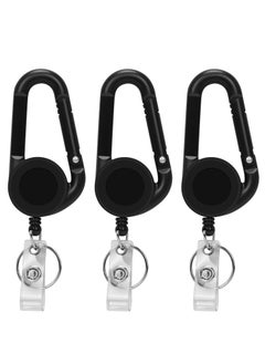 KASTWAVE Retractable Badge Clip, ID Badge Holder with Multifunctional Carabiner Reel Clip, Heavy Duty Retractable Heavy Duty Keychain for Business Card Keychains (3 Pack)  - Image 1