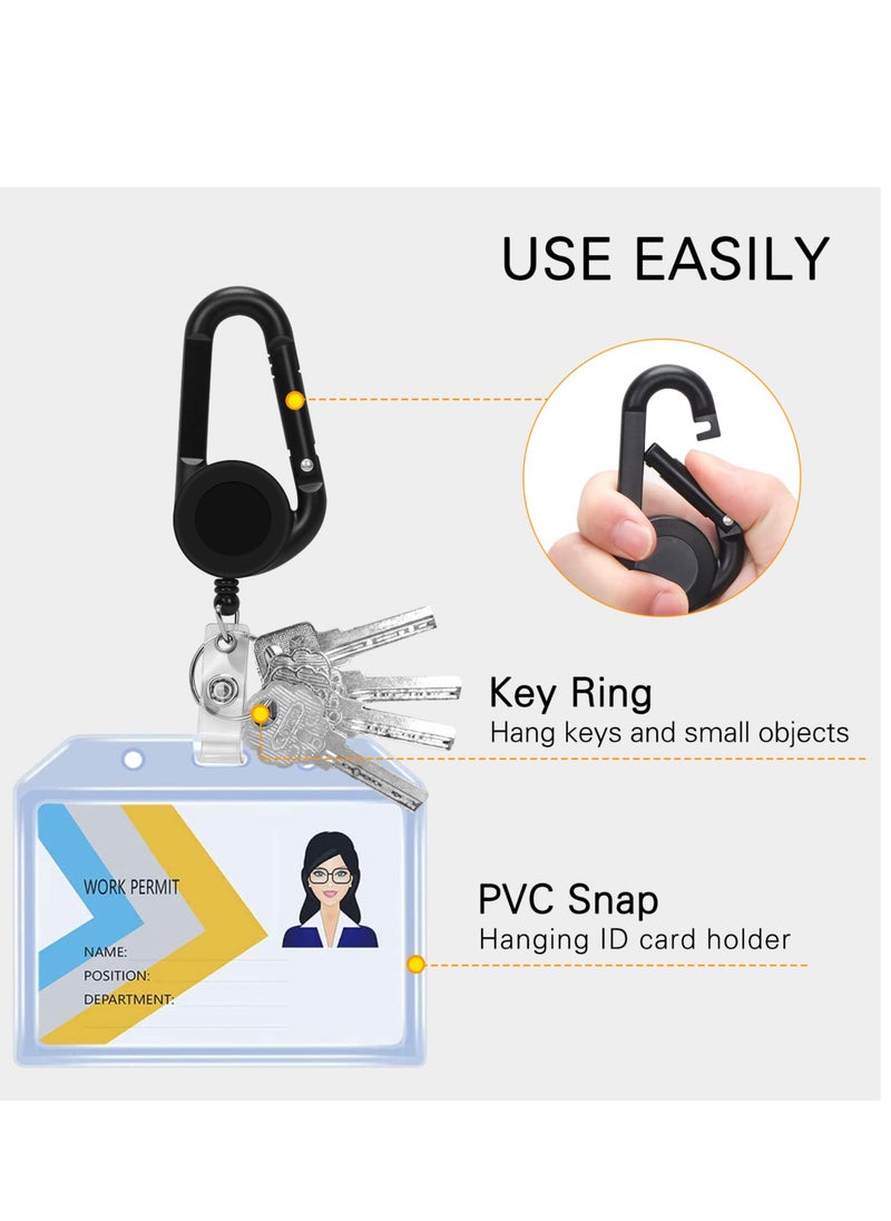 KASTWAVE - Retractable Badge Clip, ID Badge Holder with Multifunctional Carabiner Reel Clip, Heavy Duty Retractable Heavy Duty Keychain for Business Card Keychains (3 Pack) - Image 1