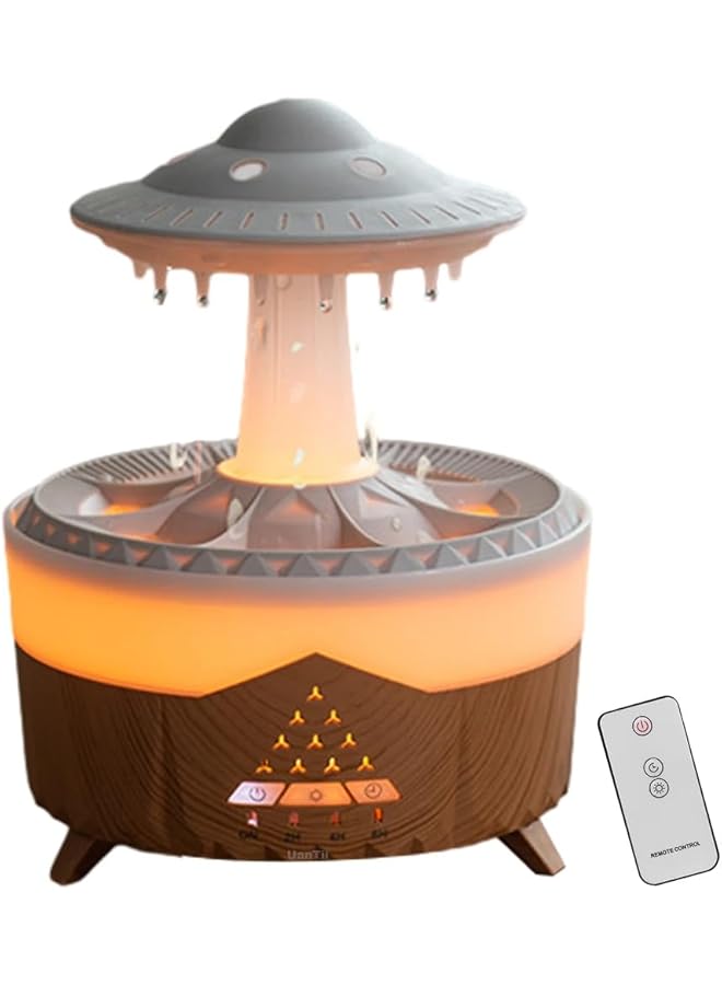 إيروريكس مرطب هواء 3 في 1 مع موزع زيت وماء معطر برائحة أساسية 350 مل مع ضوء ليلي وصوت قطرات ماء للنوم والاسترخاء خشبي - Image 1