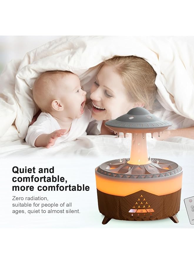 إيروريكس مرطب هواء 3 في 1 مع موزع زيت وماء معطر برائحة أساسية 350 مل مع ضوء ليلي وصوت قطرات ماء للنوم والاسترخاء خشبي - Image 4