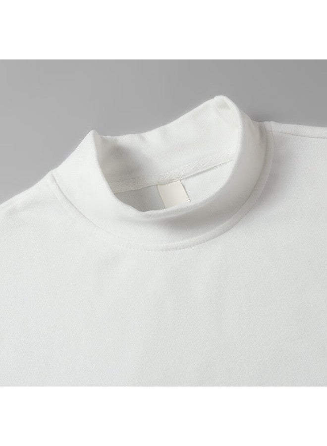 Dingfengbaoluo Men's Spring Long Sleeve T-shirt With Half High Collar, Warm Inner Wear, Cashmere Base Shirt, Casual Top Qz32 White 4XL - Image 5