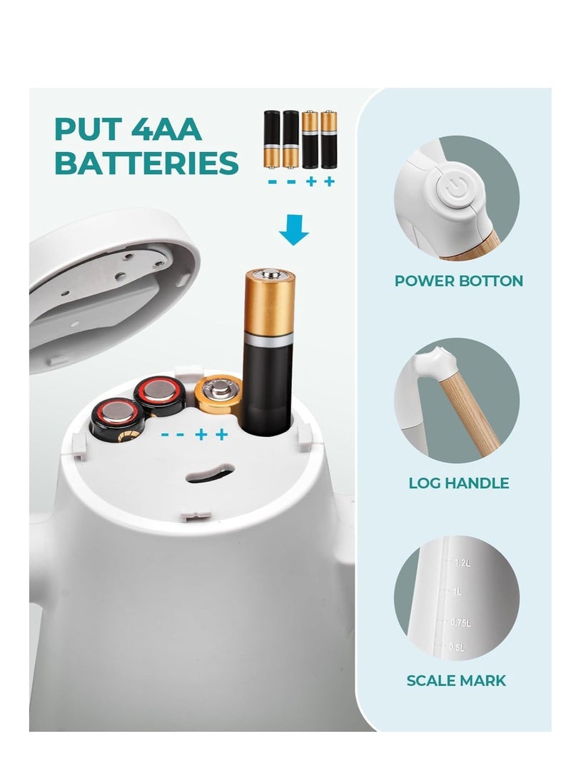 SOLARAE Electric Spray Bottle, Automatic Plant Mister Sprayer with Log Handle,  1.4L Watering Can for Indoor Plants Battery Powered with Adjustable Spout for Garden Fertilizing Cleaning - Image 2