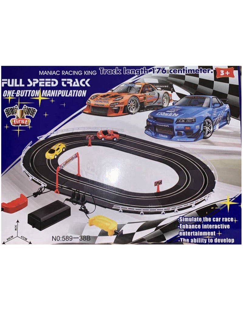 Electric High-Speed Slot Car Race Track Sets,1:43 Scale Dual Race Track with 2 Slot Cars and 2 Hand Controllers, Race Track for 6 7 8 9 10 11 12 Boys Girls