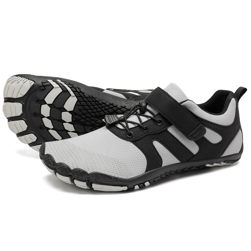 Grand Attack Barefoot Shoes Men Wide Toe Box Zero Drop Wrestling Boxing Weightlifting Walking Shoes Black Grey Size 11