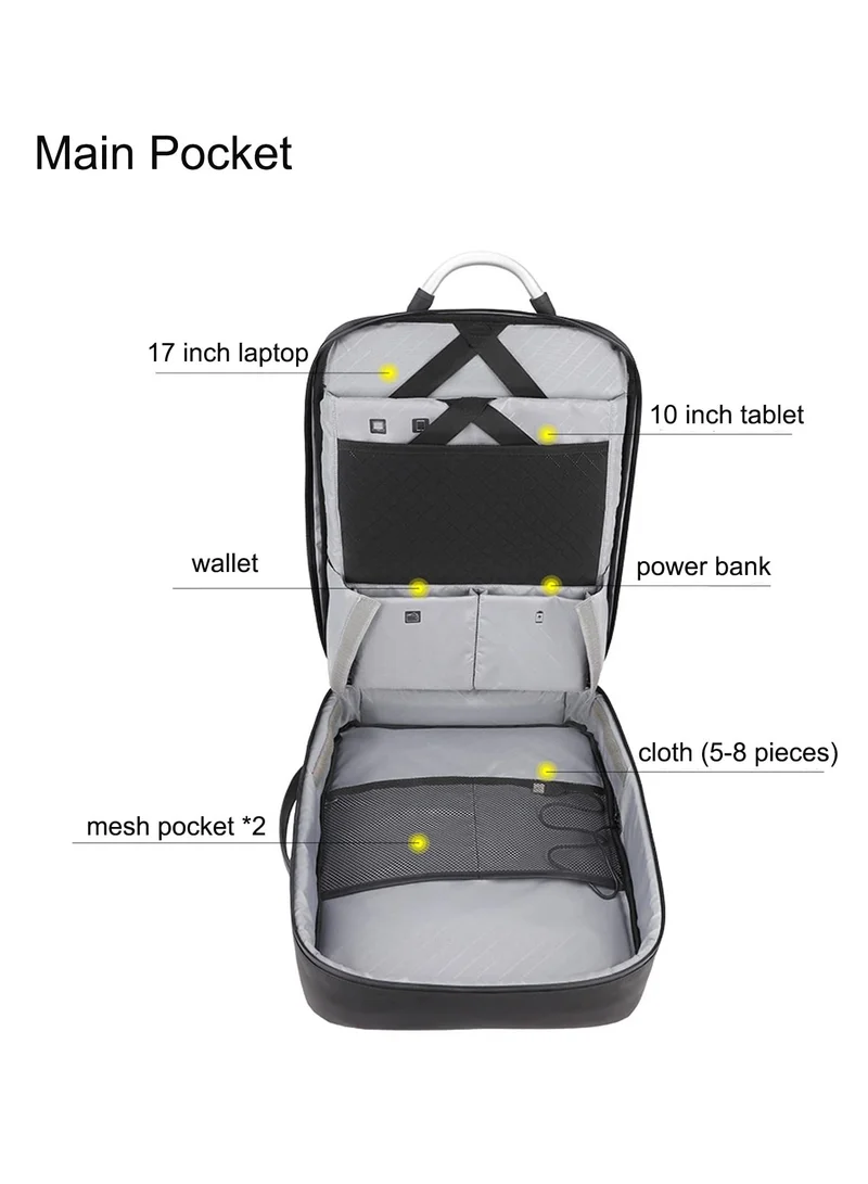 ARCTIC HUNTER Expandable Travel Backpack Convertible Hand Carry bag with USB charging port with TSA friendly Opening laptop Bag for Unisex B00227L Black