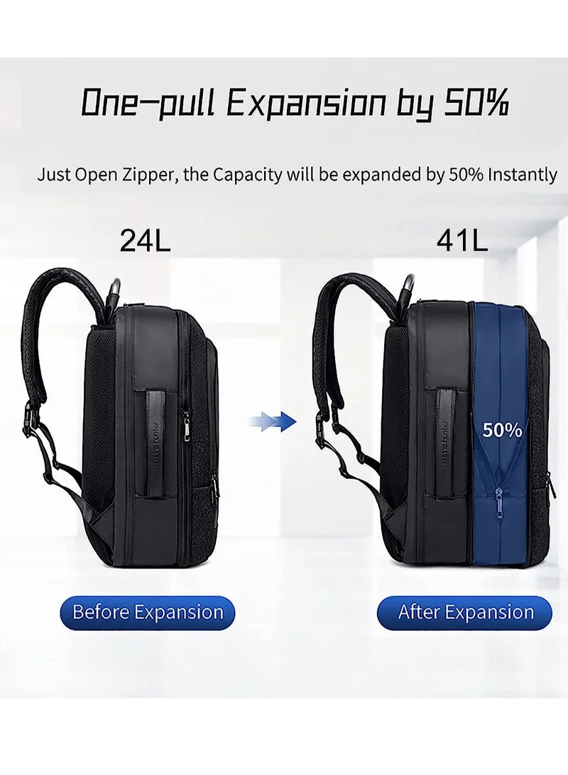 ARCTIC HUNTER Expandable Travel Backpack Convertible Hand Carry bag with USB charging port with TSA friendly Opening laptop Bag for Unisex B00227L Black
