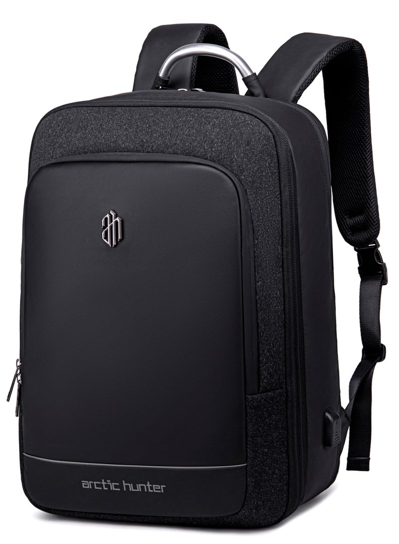 ARCTIC HUNTER Expandable Travel Backpack Convertible Hand Carry bag with USB charging port with TSA friendly Opening laptop Bag for Unisex B00227L Black - Image 1