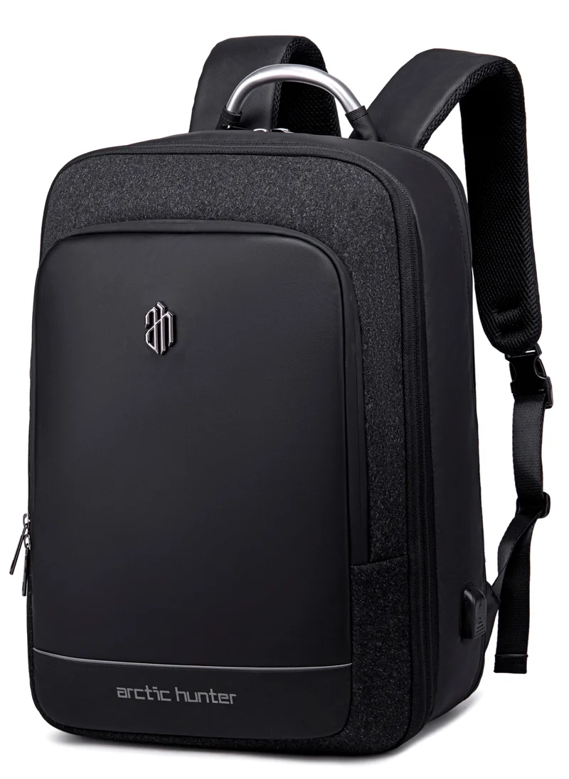 أركتيك هانتر Expandable Travel Backpack Convertible Hand Carry bag with USB charging port with TSA friendly Opening laptop Bag for Unisex B00227L Black