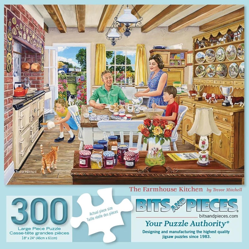 Bits and Pieces 300 Piece Puzzles for Adults Farmhouse Kitchen 300 Large Pieces 18 x 24 Jigsaw Puzzles Americana Country Family Random Die Cut Pieces No 2 are Alike - Image 3