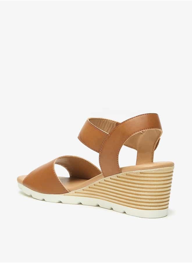 Le Confort Women Solid Wedge Heel Sandals with Hook and Loop Closure  - Image 2