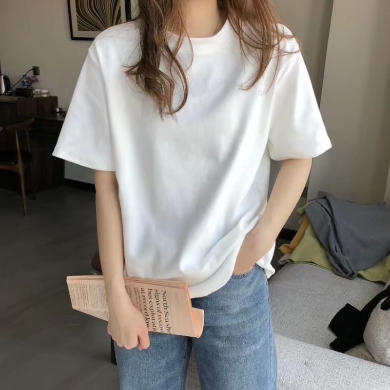 Plus Size Slimming Irregular Stitching Fake Two-Piece Short-Sleeved T-Shirt Women'S Summer Design Top Oblique Collar Base Shirt - Image 1