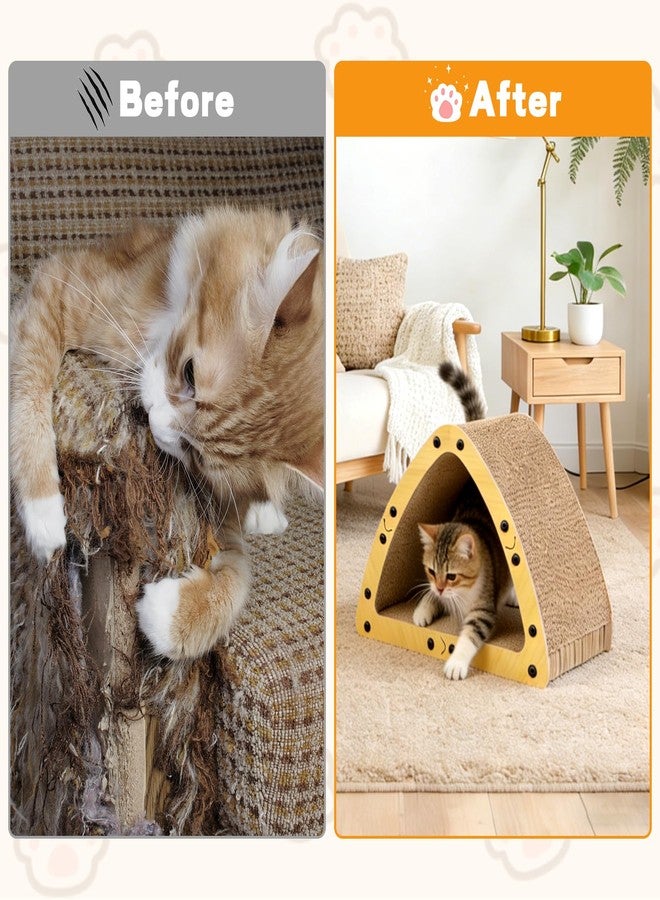 TIMIEEYA Cardboard Cat House - Triangle Cardboard Cat Scratcher Cozy Cats Lounger as Tunnel and Sofa, Cat Scratcher for Indoor Cats, Safe & Secure - Image 4