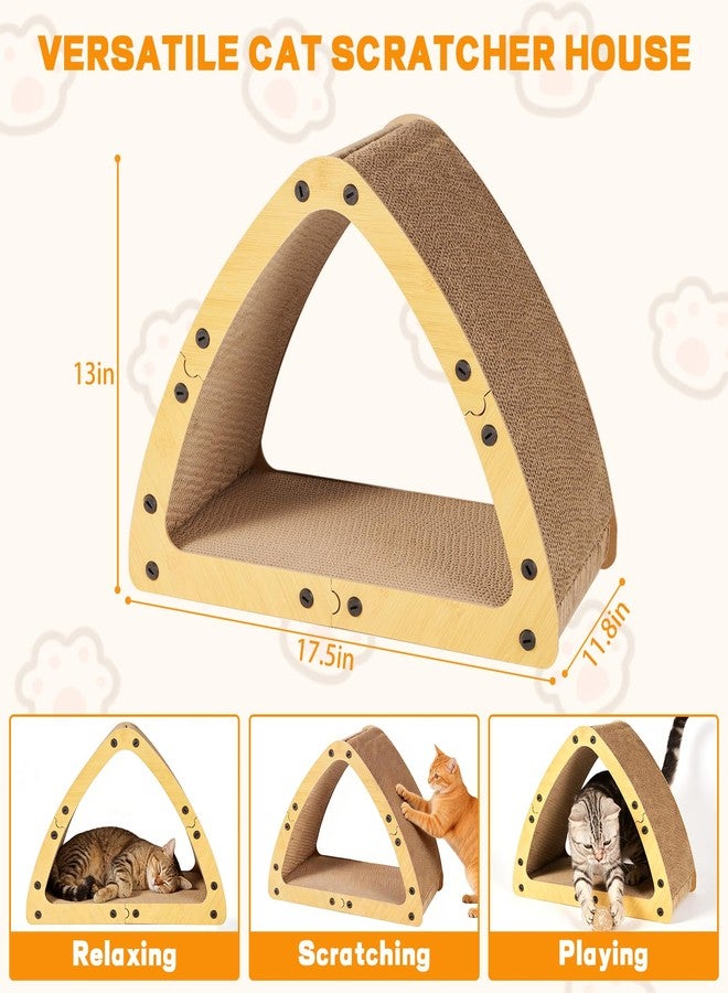 TIMIEEYA Cardboard Cat House - Triangle Cardboard Cat Scratcher Cozy Cats Lounger as Tunnel and Sofa, Cat Scratcher for Indoor Cats, Safe & Secure - Image 2