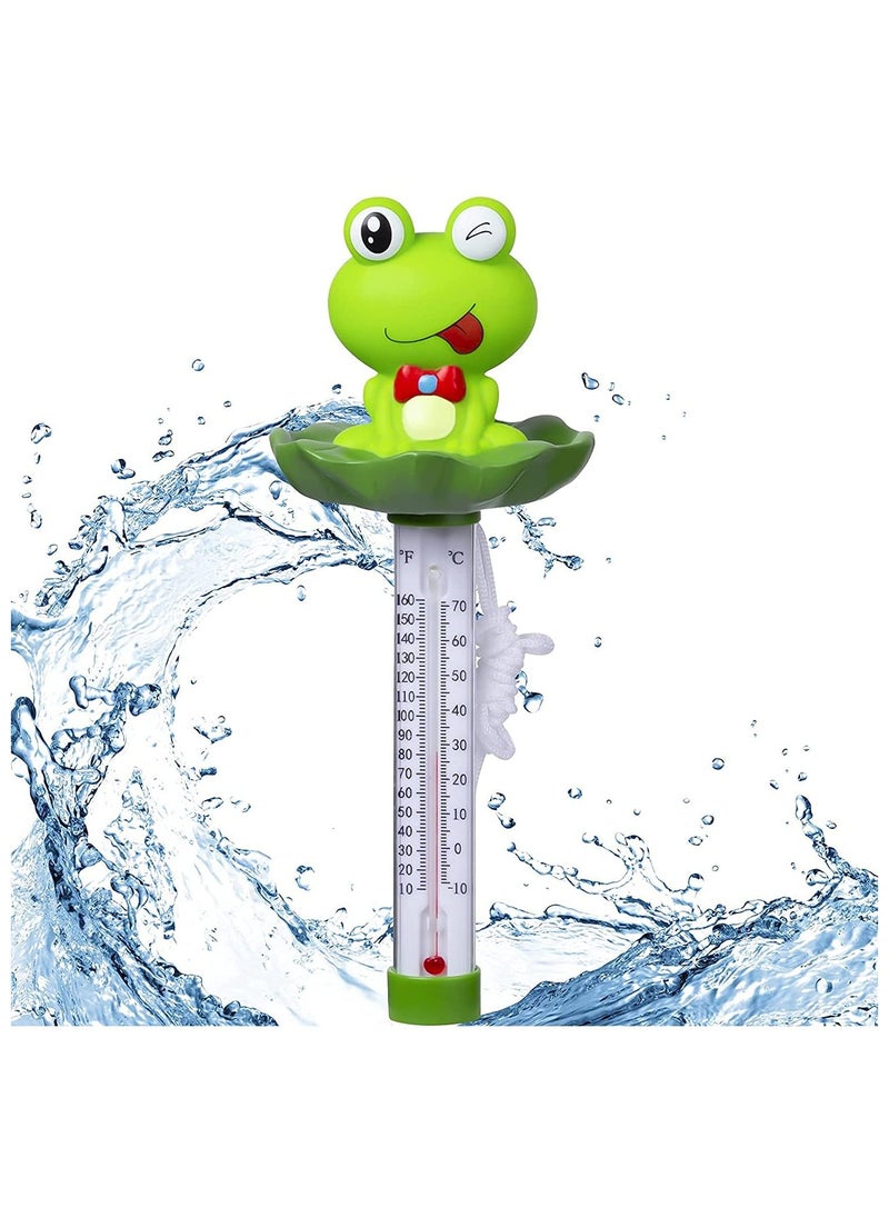 KASTWAVE Floating Swimming Pool Thermometer, Pond Water Thermometer with String, Baby Pool Thermometer, Shatter Resistant, Large Size, for Outdoor and Indoor Swimming Pools, Spas, Hot Tubs Frog  - Image 1