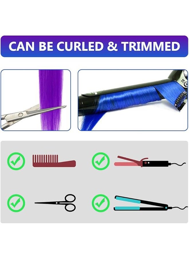 Generic 10 PCS Colorful Hair Extensions, Colored Clip in Synthetic Hair Extensions Party Highlights, Hair Extensions for Girls Hair Accessories Fake Hair - 21 Inch ﻿  - Image 2