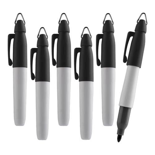 TH Golf Mini Permanent Markers, Assorted Colours, Fine Point, 6 Count (Black) - Image 1