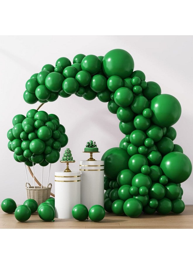 RUBFAC 129pcs Dark Green Balloons Different Sizes 18 12 10 5 Inches Emerald Green Latex Balloon Garland Arch for Masquerade Party Decorations Birthday Baby Shower Wedding Safari Jungle Party Supplies - Image 1