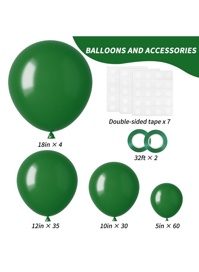 RUBFAC 129pcs Dark Green Balloons Different Sizes 18 12 10 5 Inches Emerald Green Latex Balloon Garland Arch for Masquerade Party Decorations Birthday Baby Shower Wedding Safari Jungle Party Supplies - Image 2