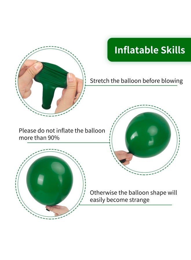 RUBFAC 129pcs Dark Green Balloons Different Sizes 18 12 10 5 Inches Emerald Green Latex Balloon Garland Arch for Masquerade Party Decorations Birthday Baby Shower Wedding Safari Jungle Party Supplies - Image 3
