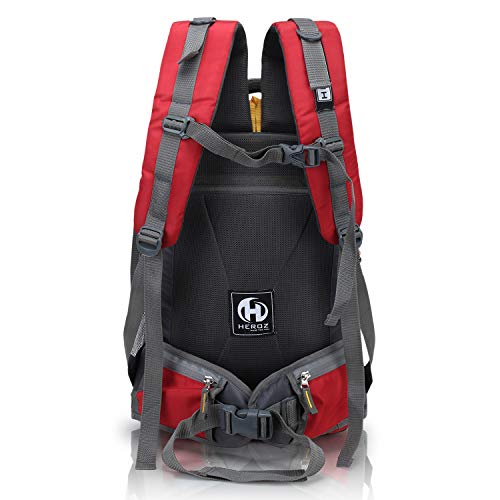HEROZ Hacker 50 litres Nylon Travel Laptop Backpack Water Resistant Slim Durable Computer Book Bag Tracking Fits Up to 17.3-inch Laptop (058- ALL) (Grey & Red) - Image 4