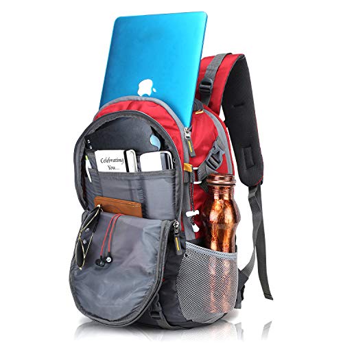 HEROZ Hacker 50 litres Nylon Travel Laptop Backpack Water Resistant Slim Durable Computer Book Bag Tracking Fits Up to 17.3-inch Laptop (058- ALL) (Grey & Red) - Image 5