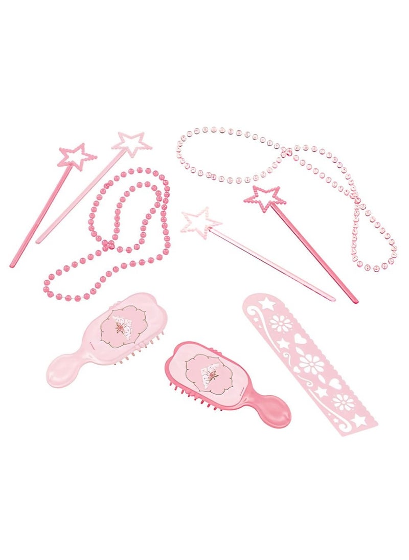مجموعة ألعاب حفلات الأميرات البلاستيكية باللون الوردي، عبوة من 24 قطعة