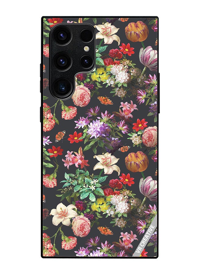 Protective Case Cover For Samsung Galaxy S25 Ultra Vintage Flower Design Multicolour