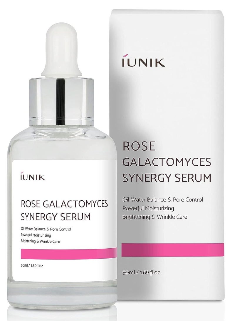 iUNIK Rose Galactomyces Synergy Vegan Face Serum 1.69 Fl Oz Naturally Fermented Rose Water Hydrating Ampoule Serum Deep Moisturizing Pore Minimizing Alcohol-free Chemical-free Korean Skincare - Image 1