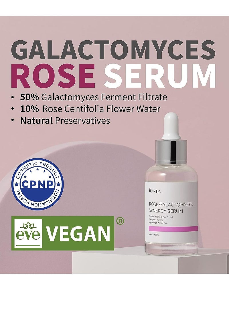 iUNIK Rose Galactomyces Synergy Vegan Face Serum 1.69 Fl Oz Naturally Fermented Rose Water Hydrating Ampoule Serum Deep Moisturizing Pore Minimizing Alcohol-free Chemical-free Korean Skincare - Image 2