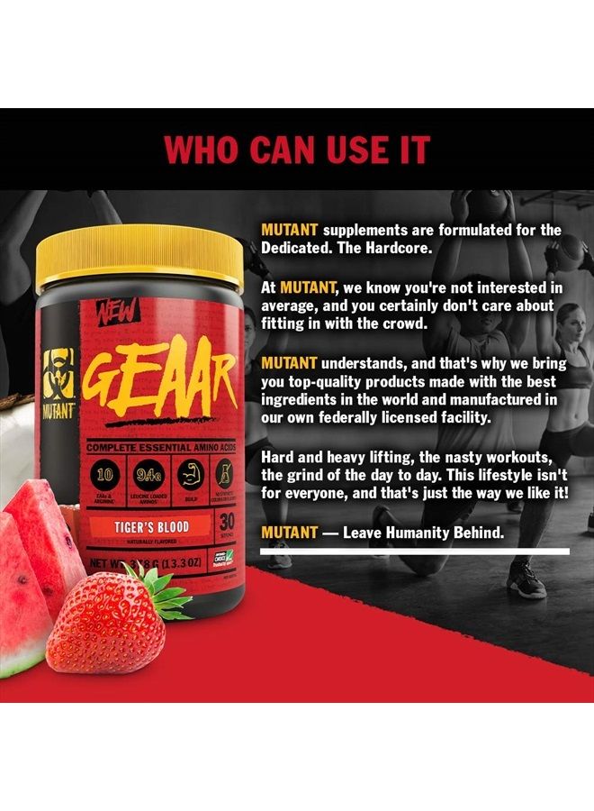 Mutant GEAAR - 9.4g of EAA Powder + Arginine, 7g BCAAs, 4g Leucine, Electrolytes, Coconut Water, No Artificial Colors or Flavors, Delicious Taste - 30 Servings - Blue Raspberry - 378g - Image 4