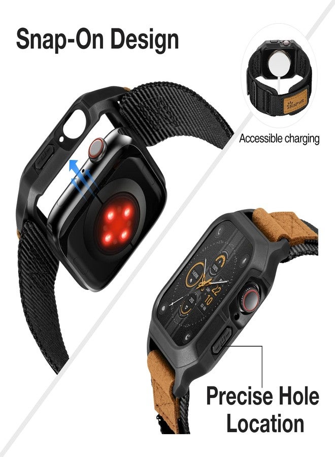 SUNFWR Bands Compatible with Apple Watch 49mm Ultra 3/Ultra 2/Ultra with Case,Rugged Nylon Sport Apple Watch Strap with Protective Cover for iwatch for Men(Black) - Image 4
