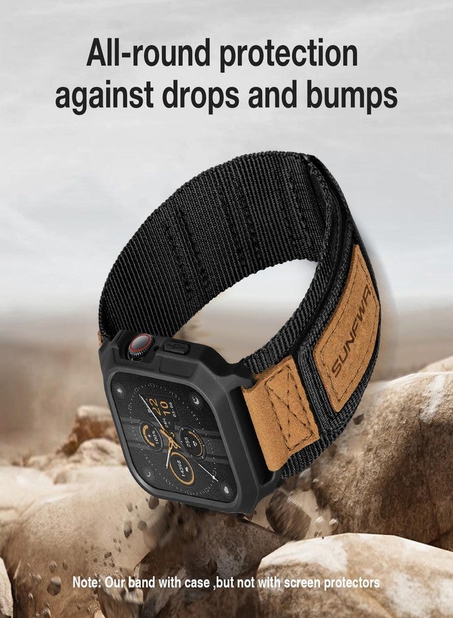 SUNFWR Bands Compatible with Apple Watch 49mm Ultra 3/Ultra 2/Ultra with Case,Rugged Nylon Sport Apple Watch Strap with Protective Cover for iwatch for Men(Black) - Image 5