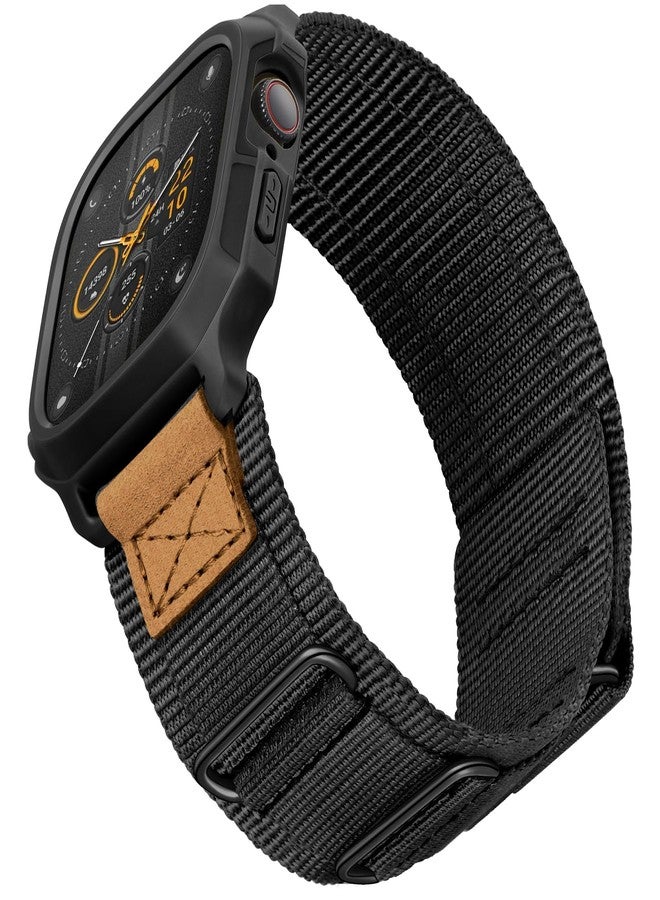 SUNFWR Bands Compatible with Apple Watch 49mm Ultra 3/Ultra 2/Ultra with Case,Rugged Nylon Sport Apple Watch Strap with Protective Cover for iwatch for Men(Black) - Image 1