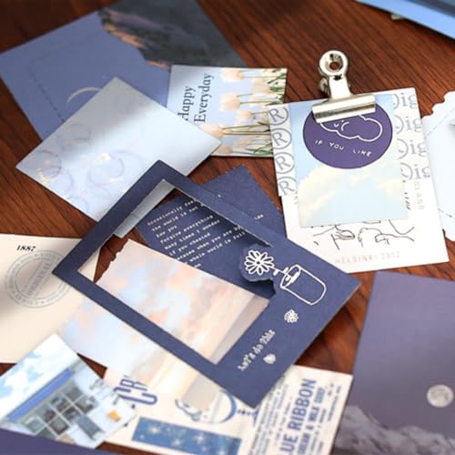 The AutoStory Scrapbook Set A6 Junk Journal Notebook Aesthetic Stickers Paper Pack Washi Tape DIY Craft Art Diary Planner Decor Keepsake Gift Teens Girls (The Wind Chases The Clouds, Blue) - Image 3