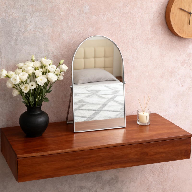 Numjeg Silver Metal Mirror Vanity Table Desk Arch Makeup Mirror 90Â°Adjustable Rotation Framed Standing Mirrors Room Decor for Living Room,Bedroom,Tabletop,Bathroom - Image 3
