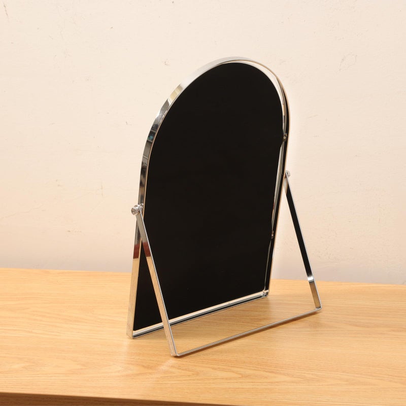Numjeg Silver Metal Mirror Vanity Table Desk Arch Makeup Mirror 90Â°Adjustable Rotation Framed Standing Mirrors Room Decor for Living Room,Bedroom,Tabletop,Bathroom - Image 5