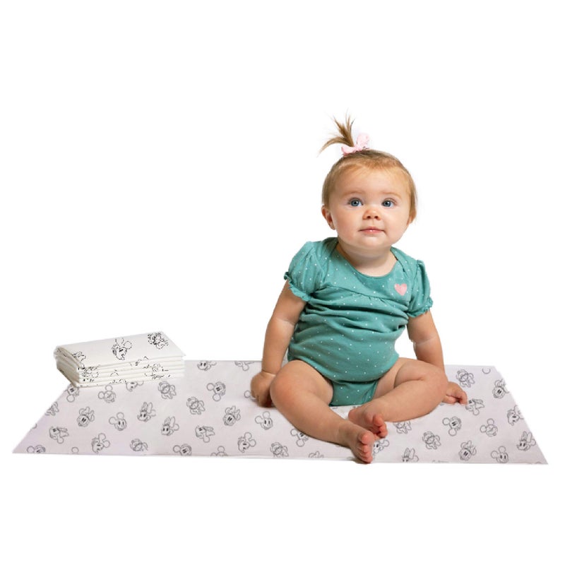 J.L. Childress Disney Baby by J.L. Childress Disposable Changing Pads for Babies - Diaper Changing Table Covers, Baby Travel Essentials, Absorbent Liner Pads, Leak-Resistant, 26"x18"- Mickey & Minnie Mouse, 24 Count - Image 1