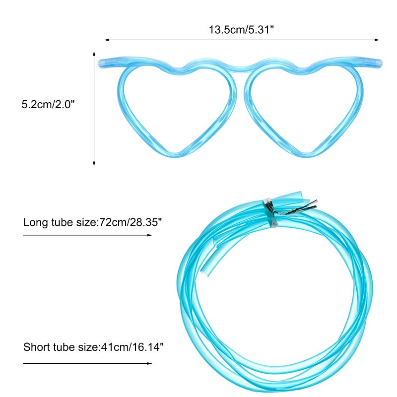 Gelme Nutri 8PCS Silly Straw Glasses  Reusable Fun Loop Drinking Straw Eye Glasses  Novelty Eyeglasses Straw for Party Annual Meeting Parties Birthday (4 Colors Heart) - Image 2