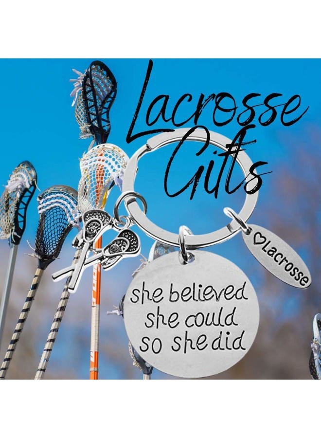 Infinity Collection Girls Lacrosse Keychain- Women's Lacrosse She Believed She Could So She Did Jewelry For Lacrosse Players - Image 2