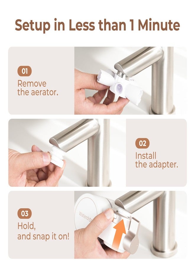 ووتر دروب فلتر مياه Waterdrop لحنفية الحوض 2.0، فلتر مياه لحوض الحمام للبشرة، 0.01 ميكرون، يقلل الكلور ويتحكم في الترسبات، منقي مياه BFT1 (فلتر واحد متضمن) - Image 4