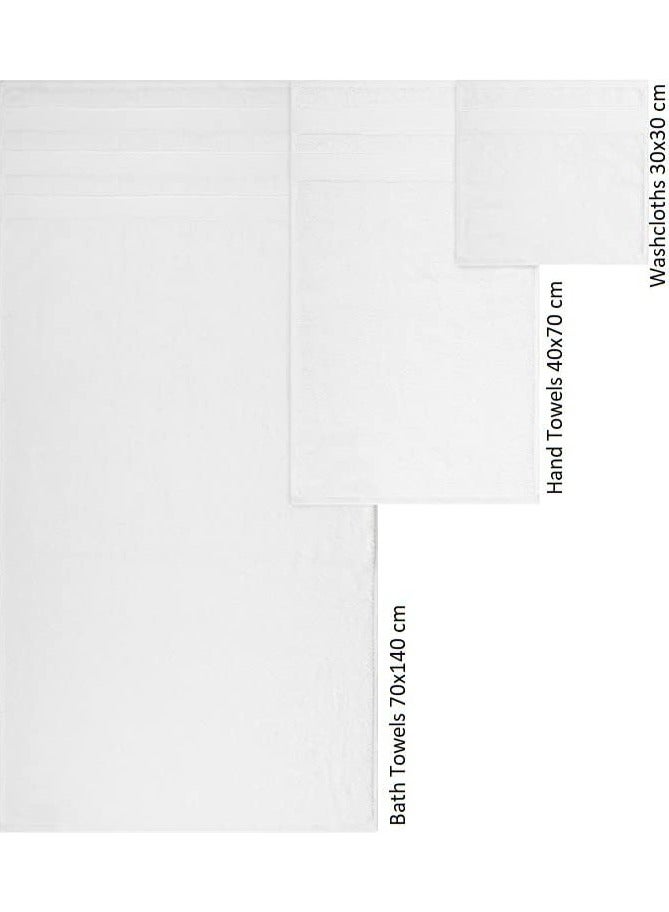 Safi Plus 6-Piece Towel Set 100% Turkish Genuine Cotton Super Soft & Absorbent Luxury Hotel Quality 600 GSM Cotton Bathroom Towels, 2 Bath Towels, 2 Hand Towels, 2 Washcloths, Bright White - Image 5