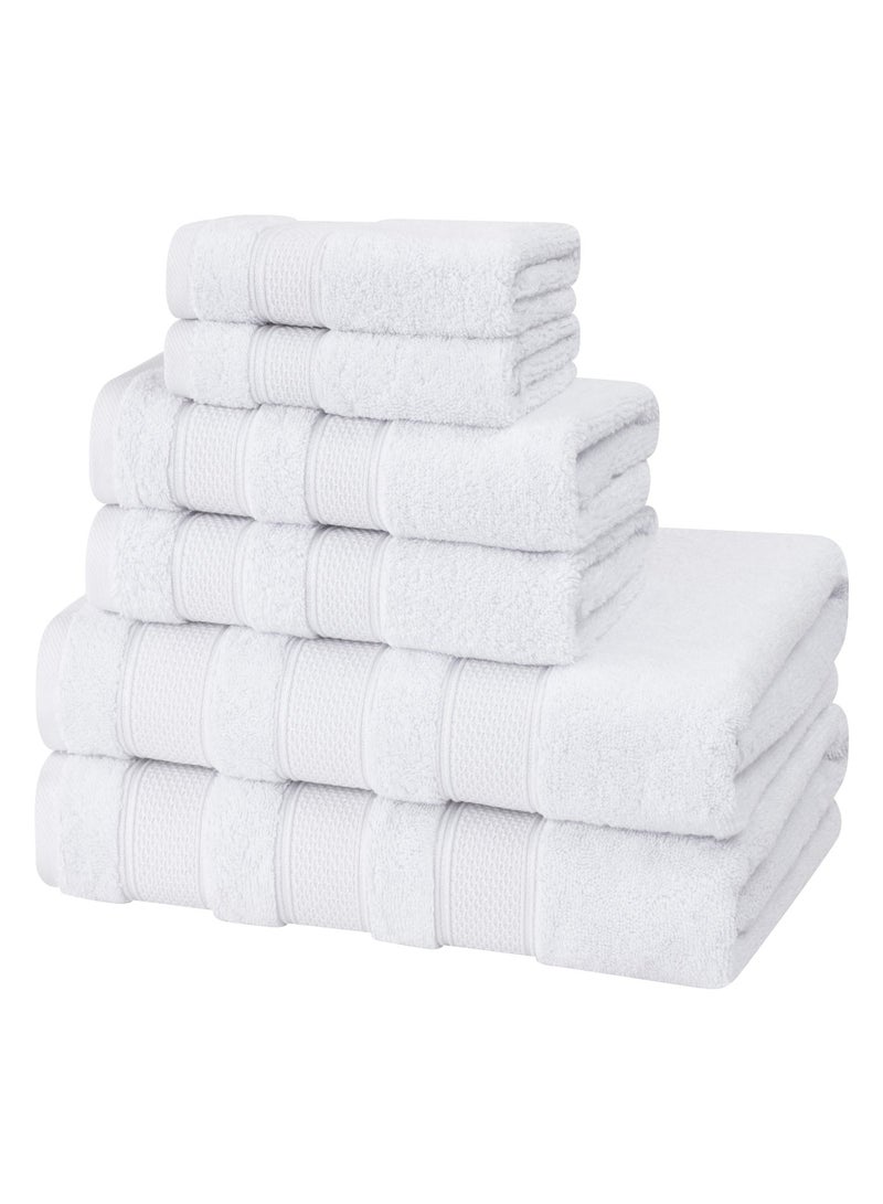 Safi Plus 6-Piece Towel Set 100% Turkish Genuine Cotton Super Soft & Absorbent Luxury Hotel Quality 600 GSM Cotton Bathroom Towels, 2 Bath Towels, 2 Hand Towels, 2 Washcloths, Bright White - Image 3