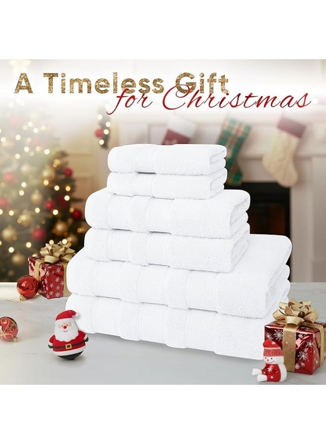 Safi Plus 6-Piece Towel Set 100% Turkish Genuine Cotton Super Soft & Absorbent Luxury Hotel Quality 600 GSM Cotton Bathroom Towels, 2 Bath Towels, 2 Hand Towels, 2 Washcloths, Bright White - Image 2