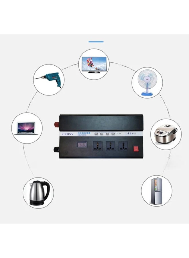 Crony 4500W Power Inverter with Display - DC 12V to AC 220V/240V Car Adapter with 4 USB Ports, Overload Protection & Dual Voltage for Home/Outdoor Use - Image 4