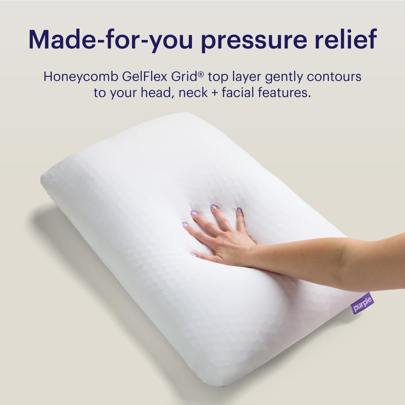 Purple GridCloud Pillow â€“ Down-Alternative Pillow, GelFlexÂ® Grid for Soft Support & Pressure Relief for Side Sleepersâ€“ Always-Fluffy Silicone-Coated Fillâ€“ Breathable Moisture-Wicking Cover - Standard - Image 5