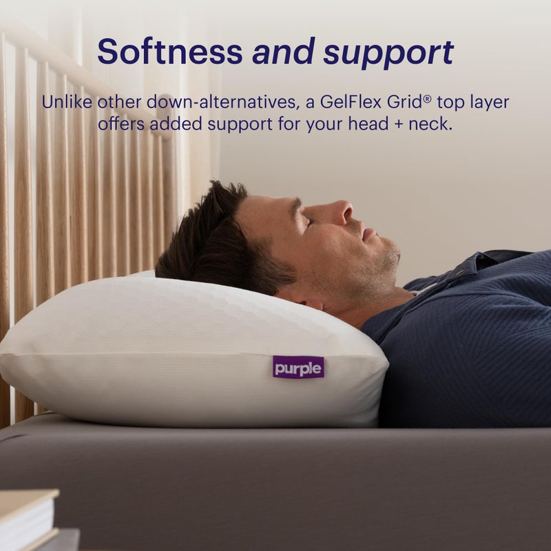 Purple GridCloud Pillow â€“ Down-Alternative Pillow, GelFlexÂ® Grid for Soft Support & Pressure Relief for Side Sleepersâ€“ Always-Fluffy Silicone-Coated Fillâ€“ Breathable Moisture-Wicking Cover - Standard - Image 4
