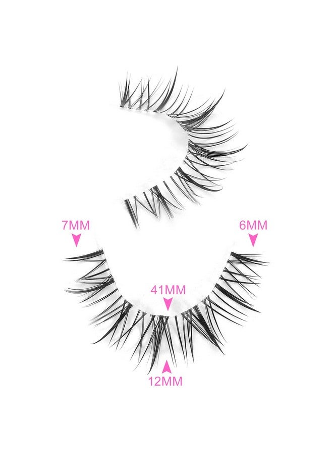 Outopen 10 Pairs Manga Lashes Natural Look Clear Band False Eyelashes Wispy Faux Mink Lashes Anime Eyelashes Asian Korean Cosplay Lashes(Y23 Wet Look|6-12Mm) - Image 1